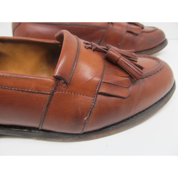 Allen Edmonds Newport Brown Leather Full Strap Tassel Loafers Mens Size 9 D main image 5